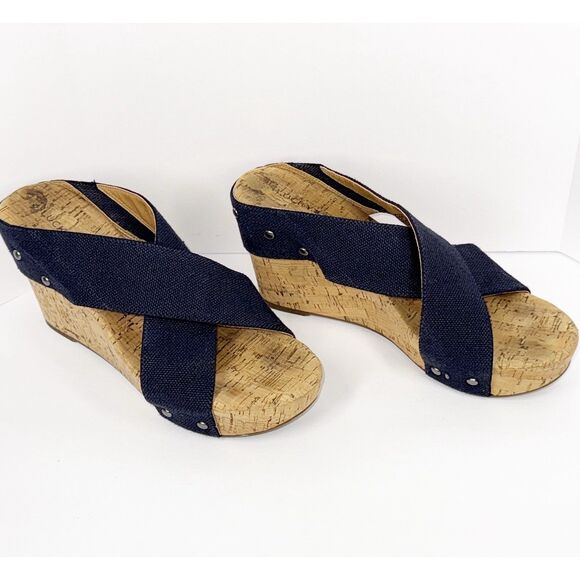Lucky Brand Blue Cork Platform Sandals - Picture 2 of 12